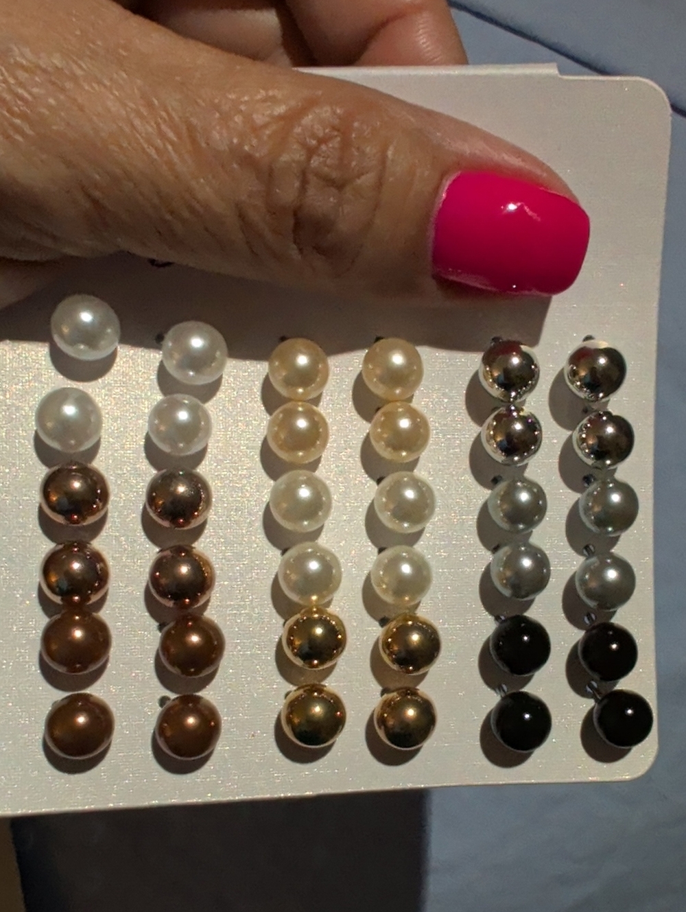 Pearl Faux Stud Set in White, Cream,Gold, Bronze, Silver, and Black SET OF 36